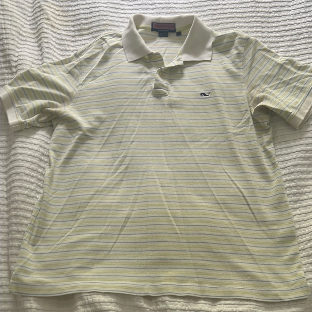 Vineyard Vines Light Yellow Striped Polo Shirt